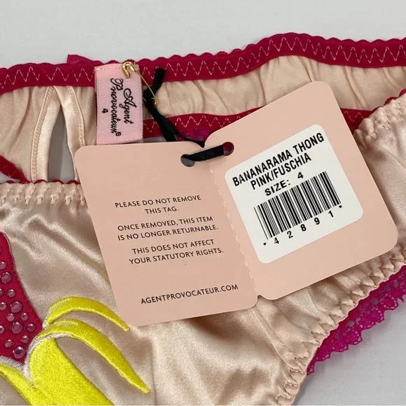 Agent Provocateur Bananarama Pink Silk Thong NWT - Picture 11 of 11